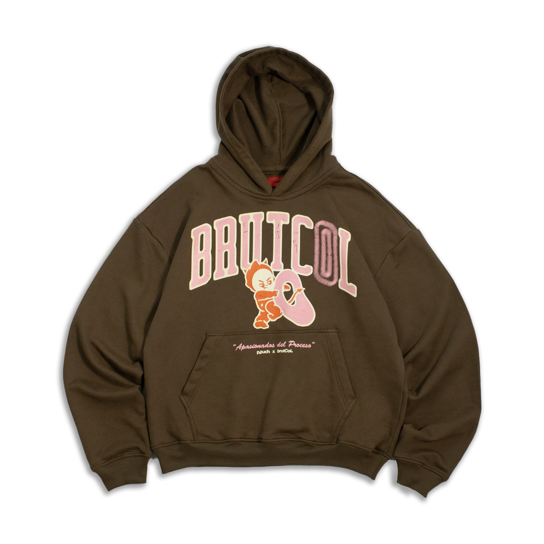 HOODIE "INTRUSO" CAFÉ - POUCH X BRUTCOL