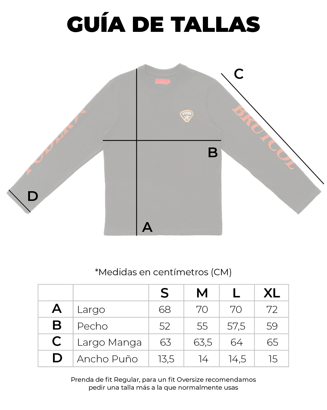 CAMISETA MANGA LARGA NEGRA "PODER"