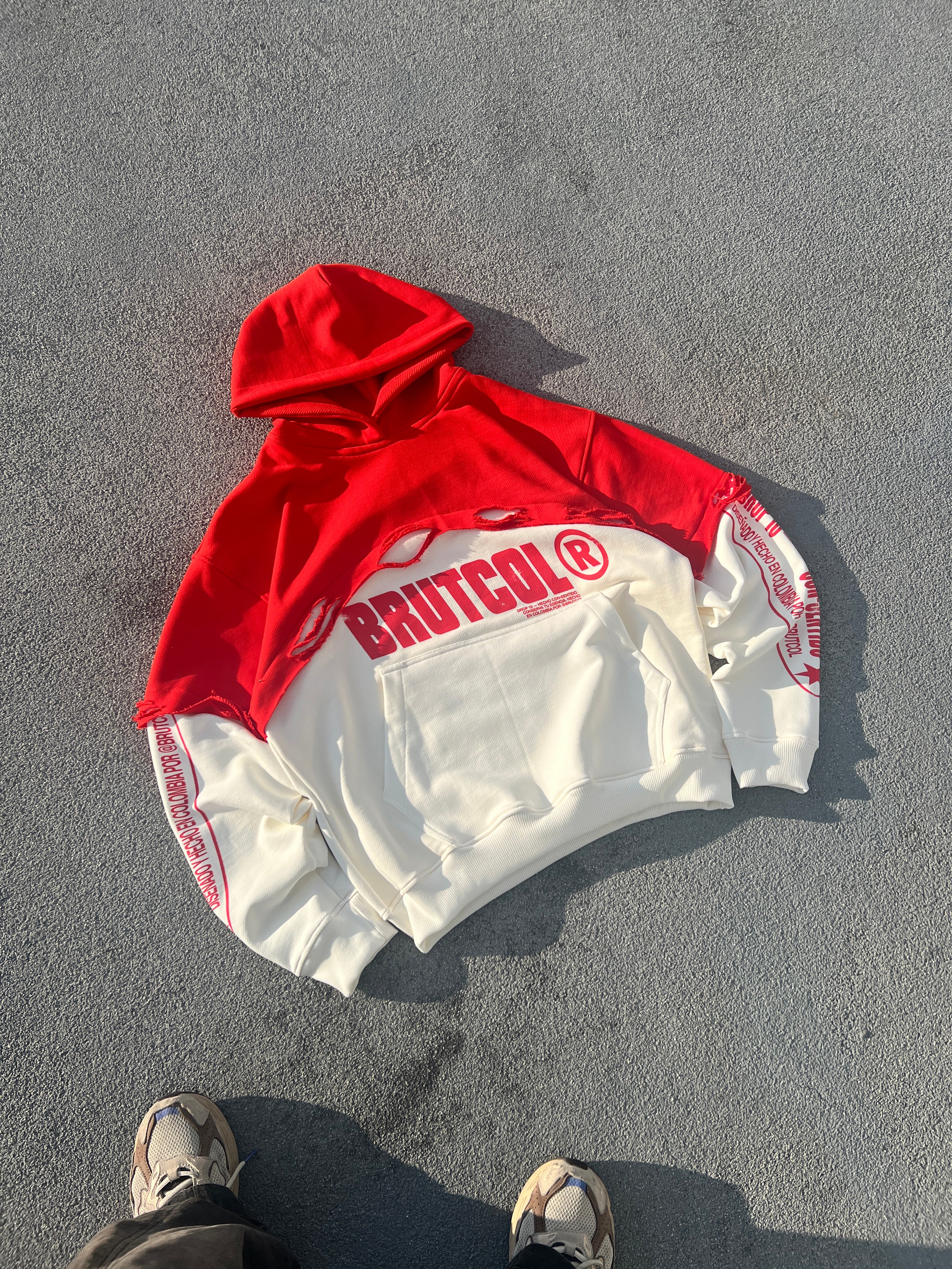 Hoodie Oversized Bicolor Brutcol® Rojo – Drop 10 Edición Limitada