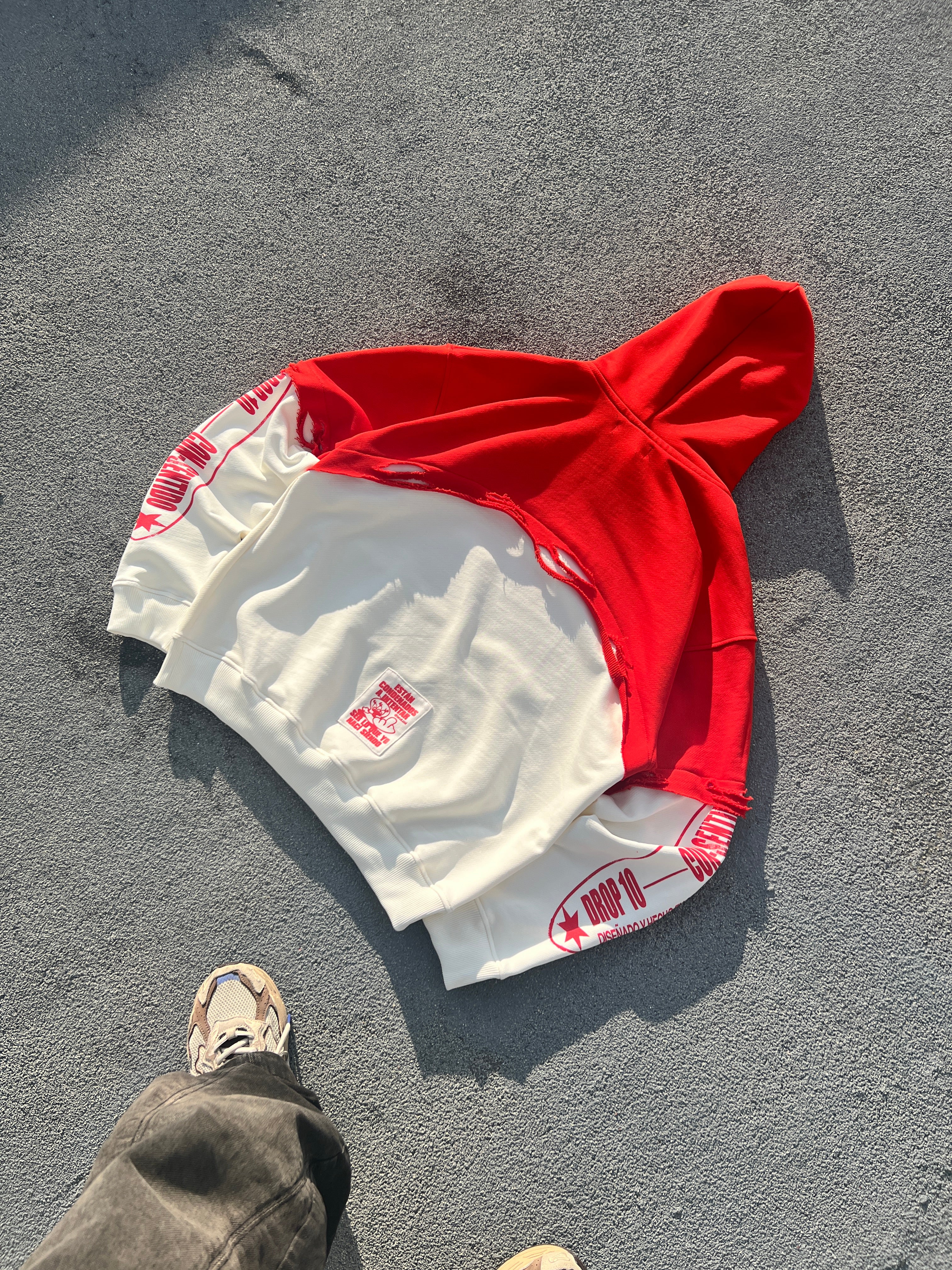 Hoodie Oversized Bicolor Brutcol® Rojo – Drop 10 Edición Limitada