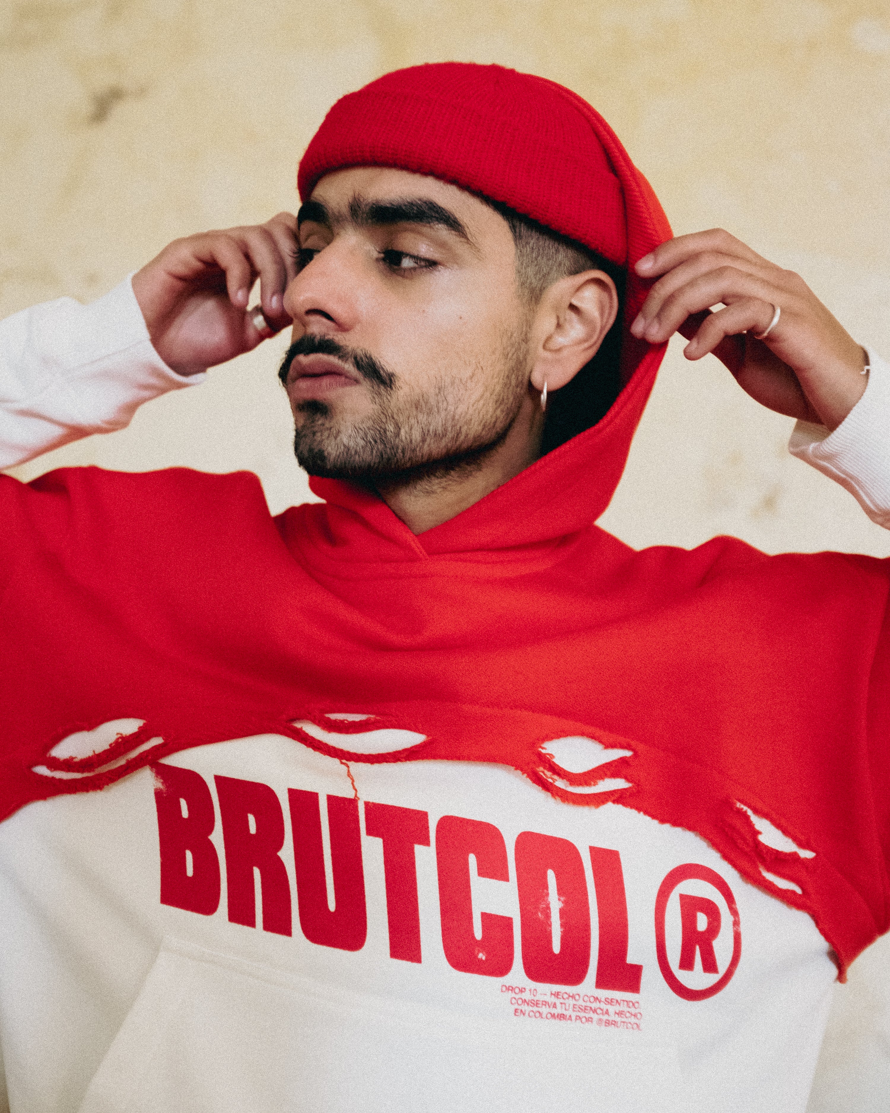 Hoodie Oversized Bicolor Brutcol® Rojo – Drop 10 Edición Limitada