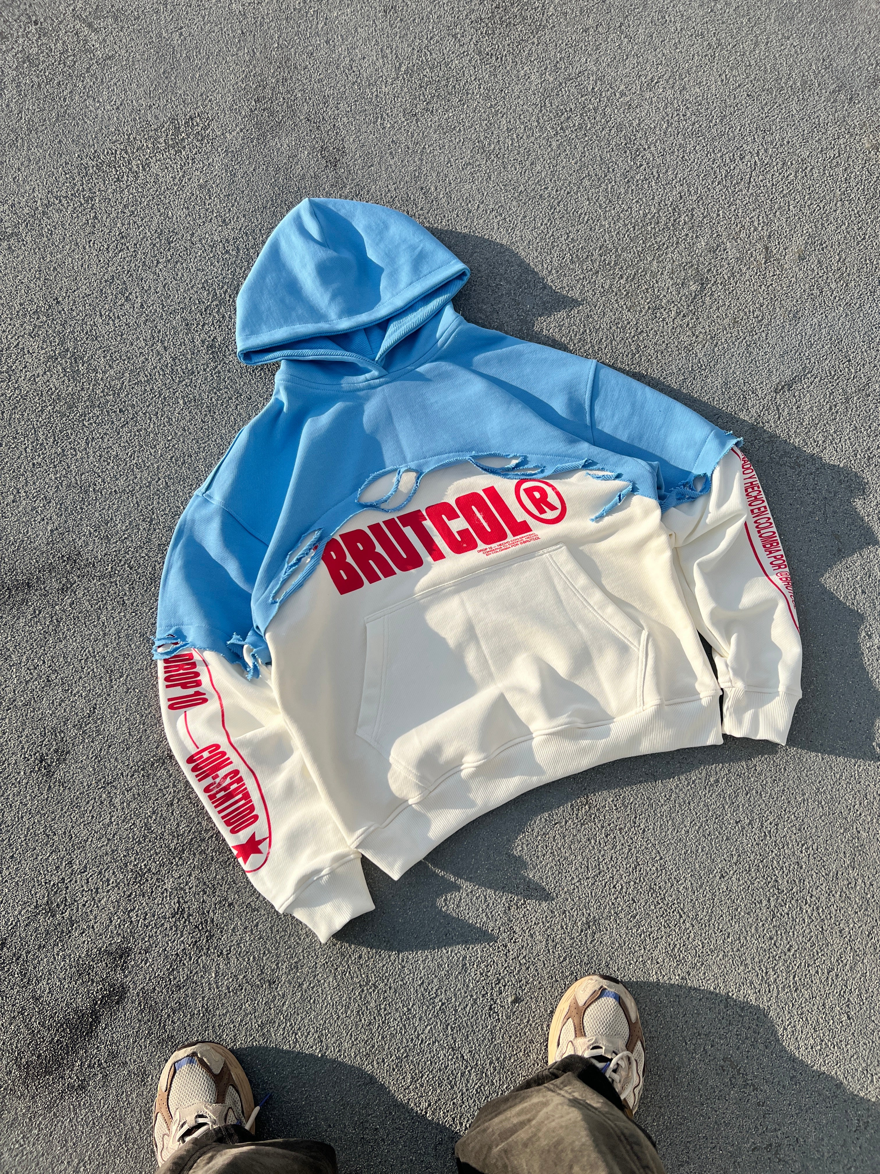 Hoodie Bicolor Brutcol® “Drop 10” Azul – Edición Limitada