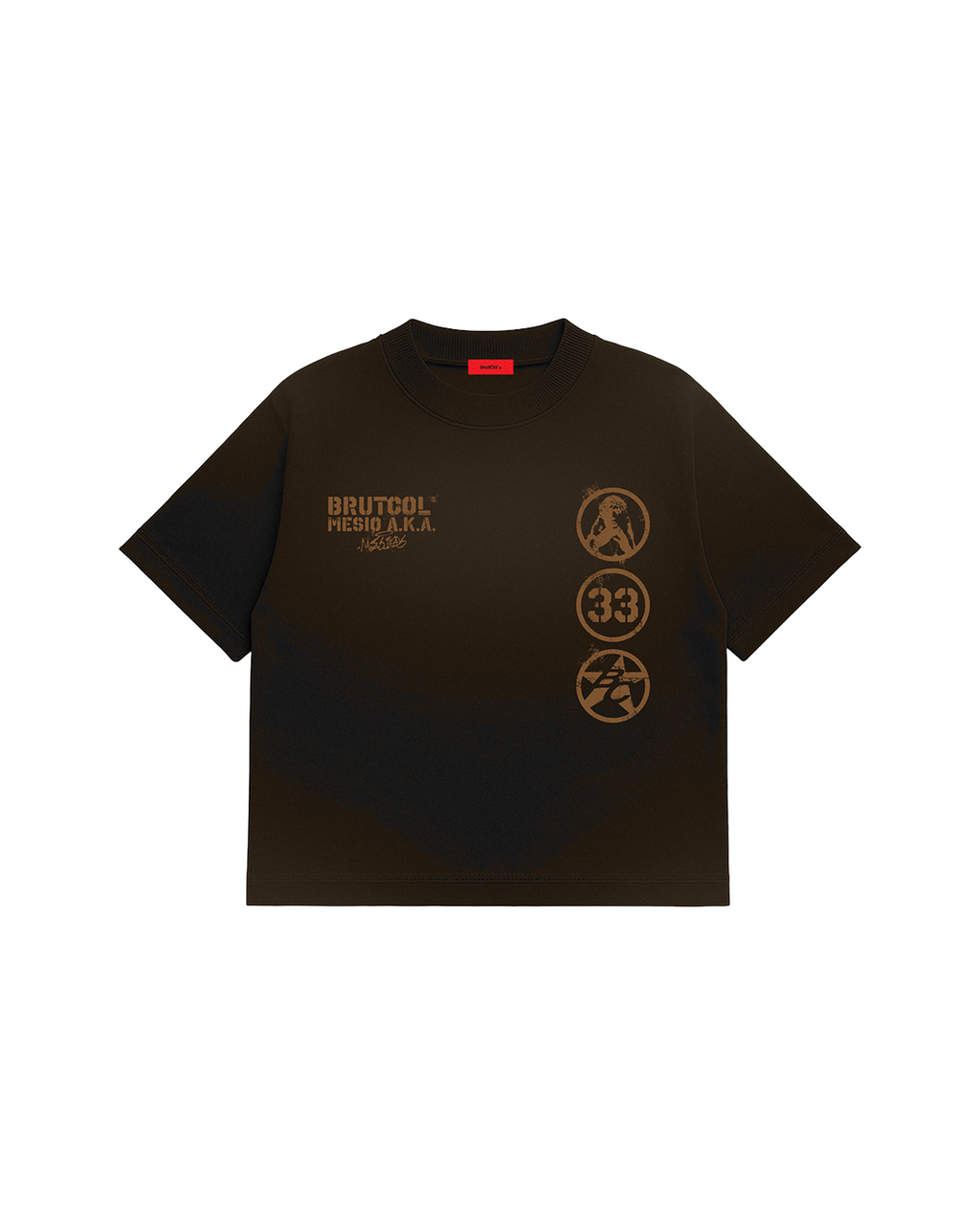 Camiseta Oversize Cropped Brutcol® x Mesio A.K.A Mesías – Negro Desgastado