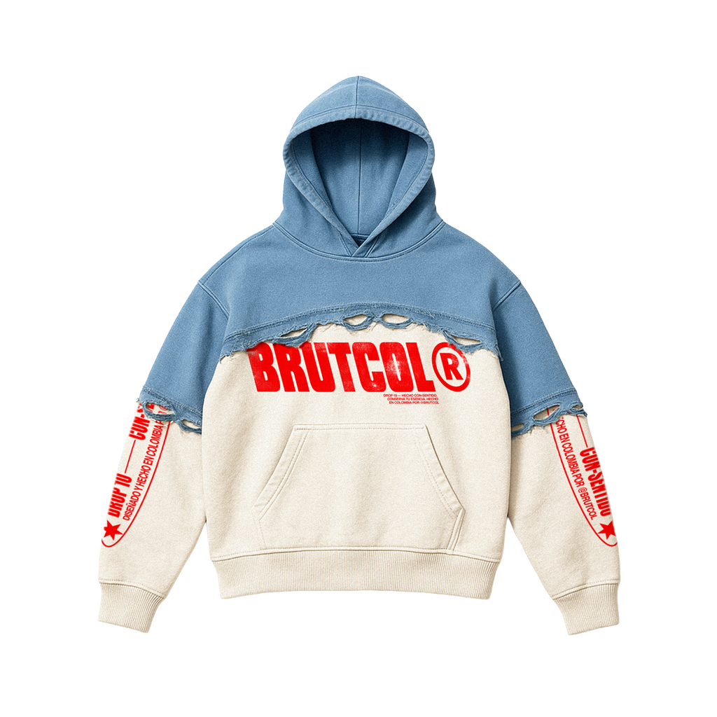 Hoodie Bicolor Brutcol® “Drop 10” Azul – Edición Limitada