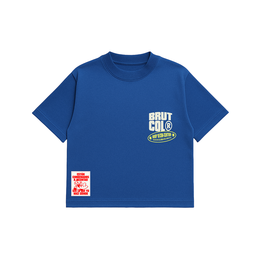 Camiseta Oversize Cropped Brutcol® “Tour en el Con-sentido” Azul – Edición Limitada Drop 10