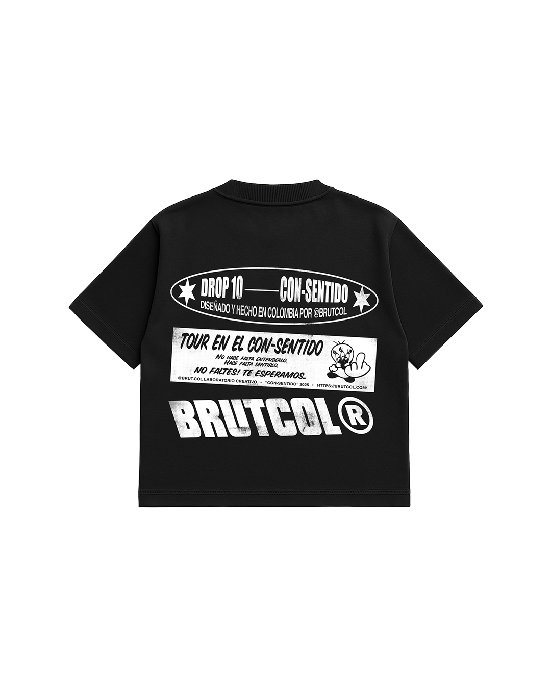 Camiseta Oversize Cropped Brutcol® “Tour en el Con-sentido” – Edición Limitada Drop 10
