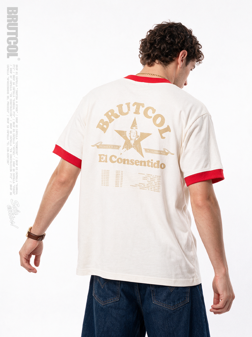 Camiseta Oversize Cropped Brutcol® Tour en el Con-sentido – Cuello Rojo