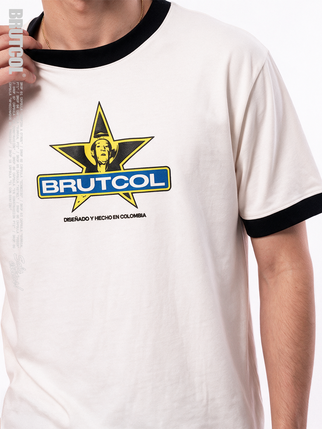 Camiseta Oversize Cropped Brutcol® Tour en el Con-sentido – Cuello Negro